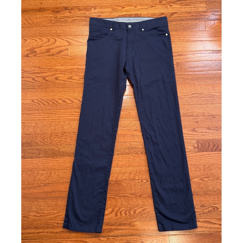 Peter Millar Perfect Poplin Pants Mens 32 Navy Blue Cotton Silk Stretch Casual